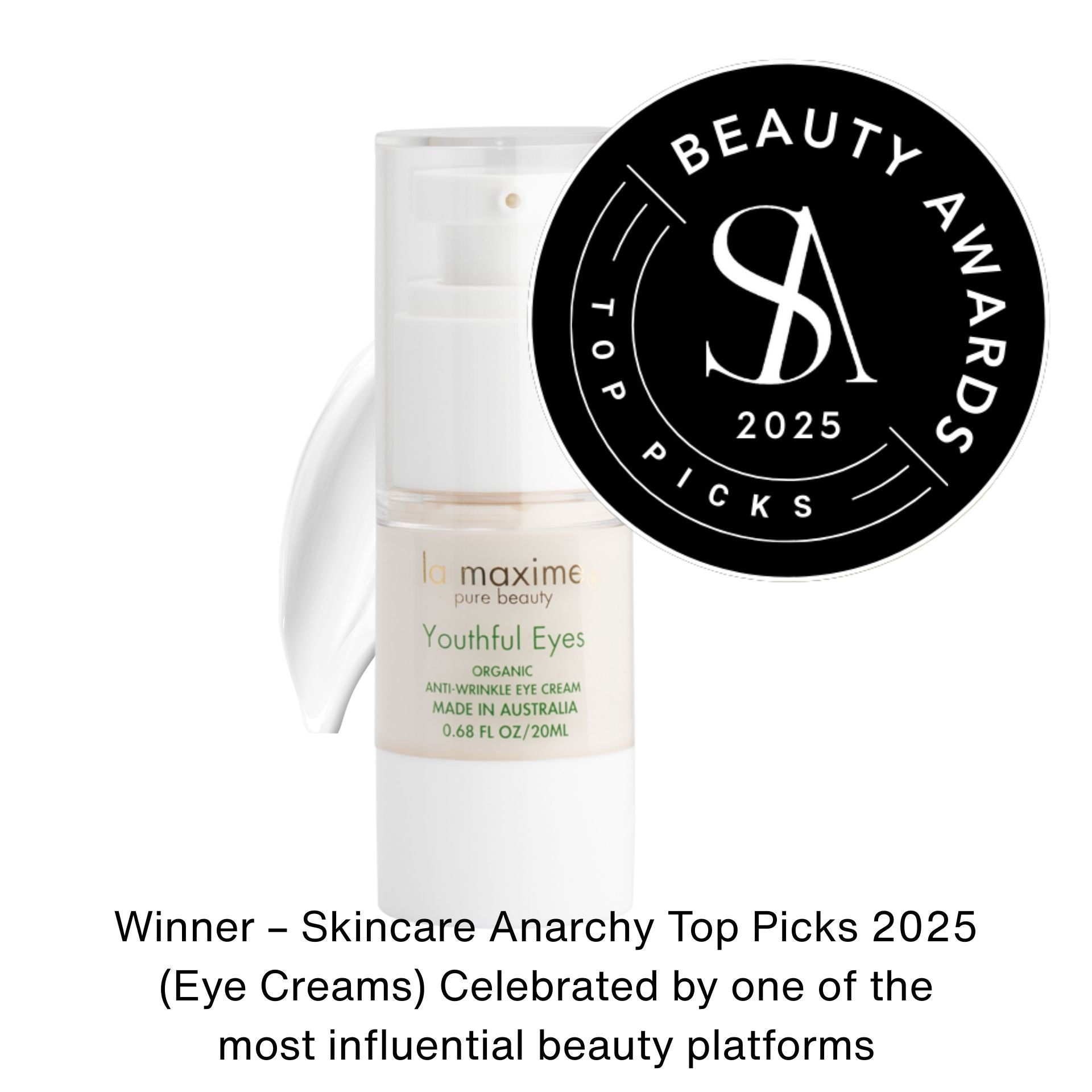 Youthful Eyes Anti-Wrinkle Organic Eye Cream : Dermatologist tested, clinically proven