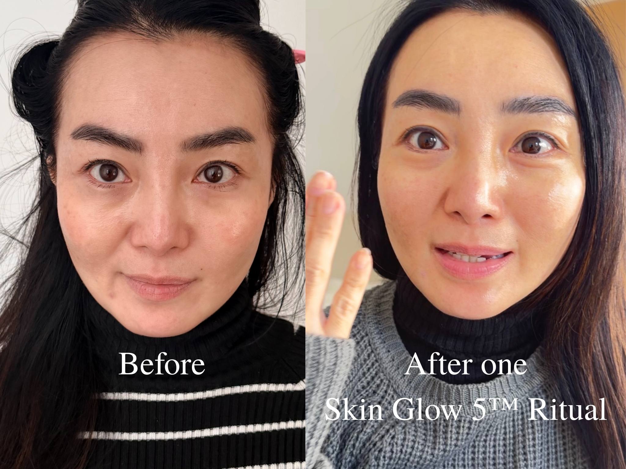 Immediately after one guided Skin Glow 5 ritual in the LA MAXIME private studio.  No filters. No procedures.