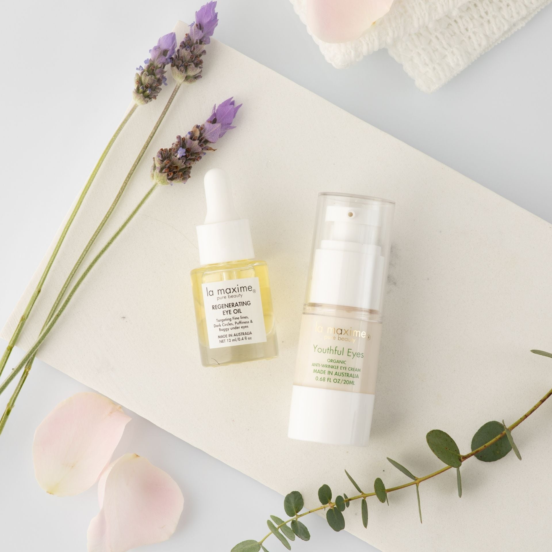 Eye cream and eye oil duo for intensive under-eye treatment targeting wrinkles, dryness and dark circles