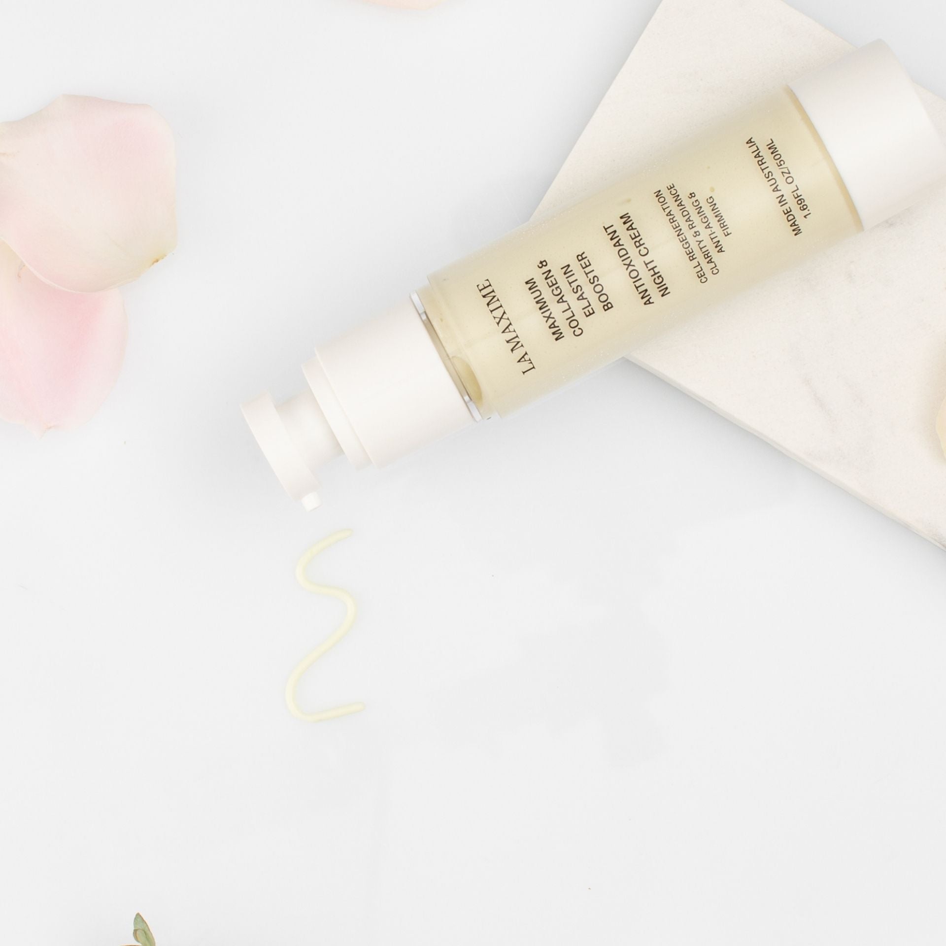 Rich nourishing texture of collagen boosting night cream for dry mature skin overnight hydration