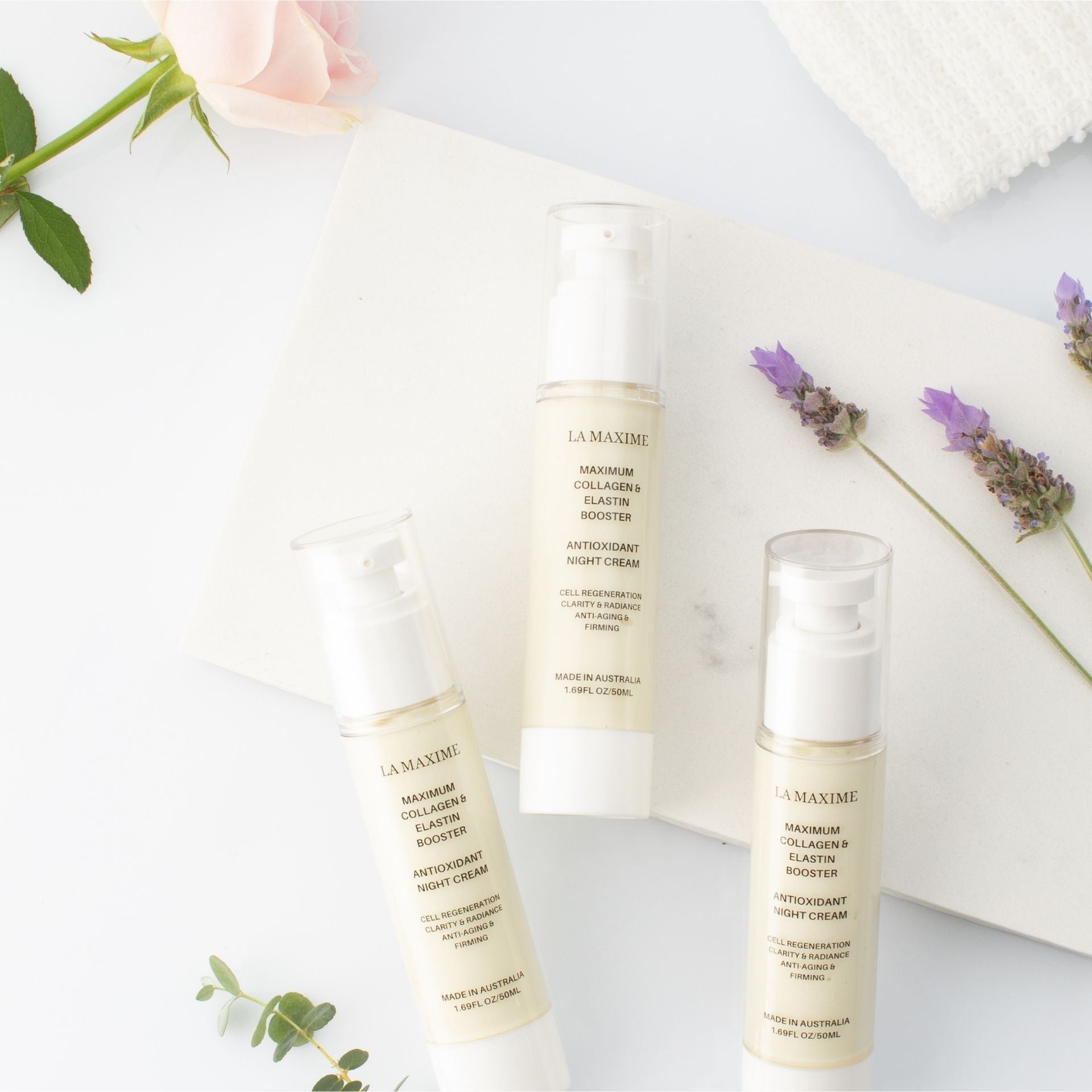 Night cream as part of structured skincare layering system to improve skin firmness and hydration