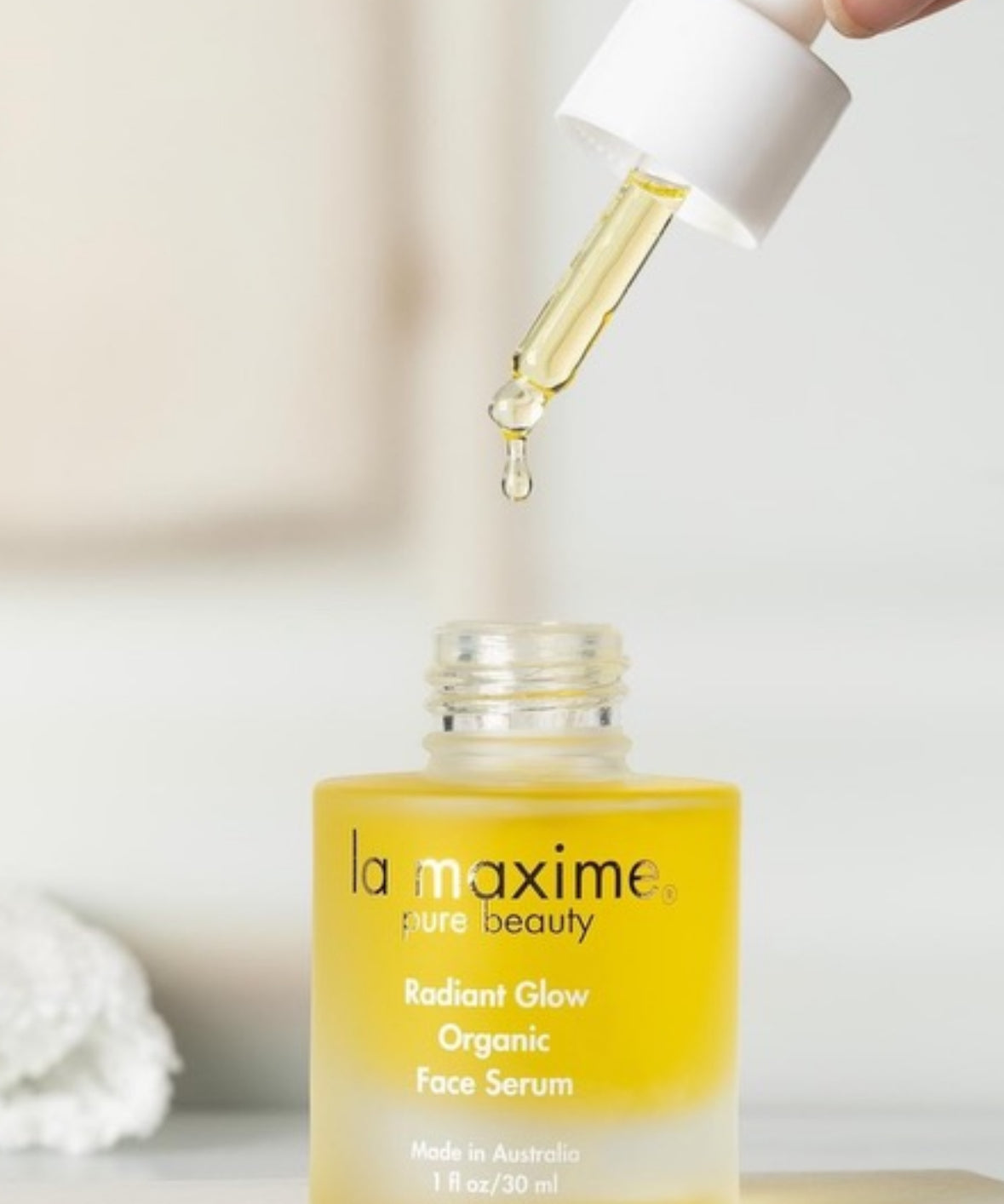 Radiant Glow face oil serum with rich antioxidant texture for deep hydration and skin nourishment