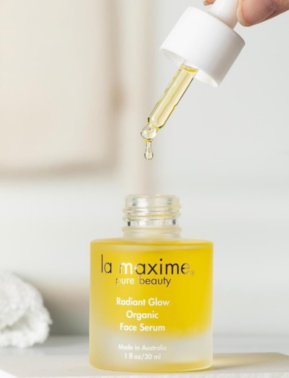 Radiant Glow face oil serum with rich antioxidant texture for deep hydration and skin nourishment