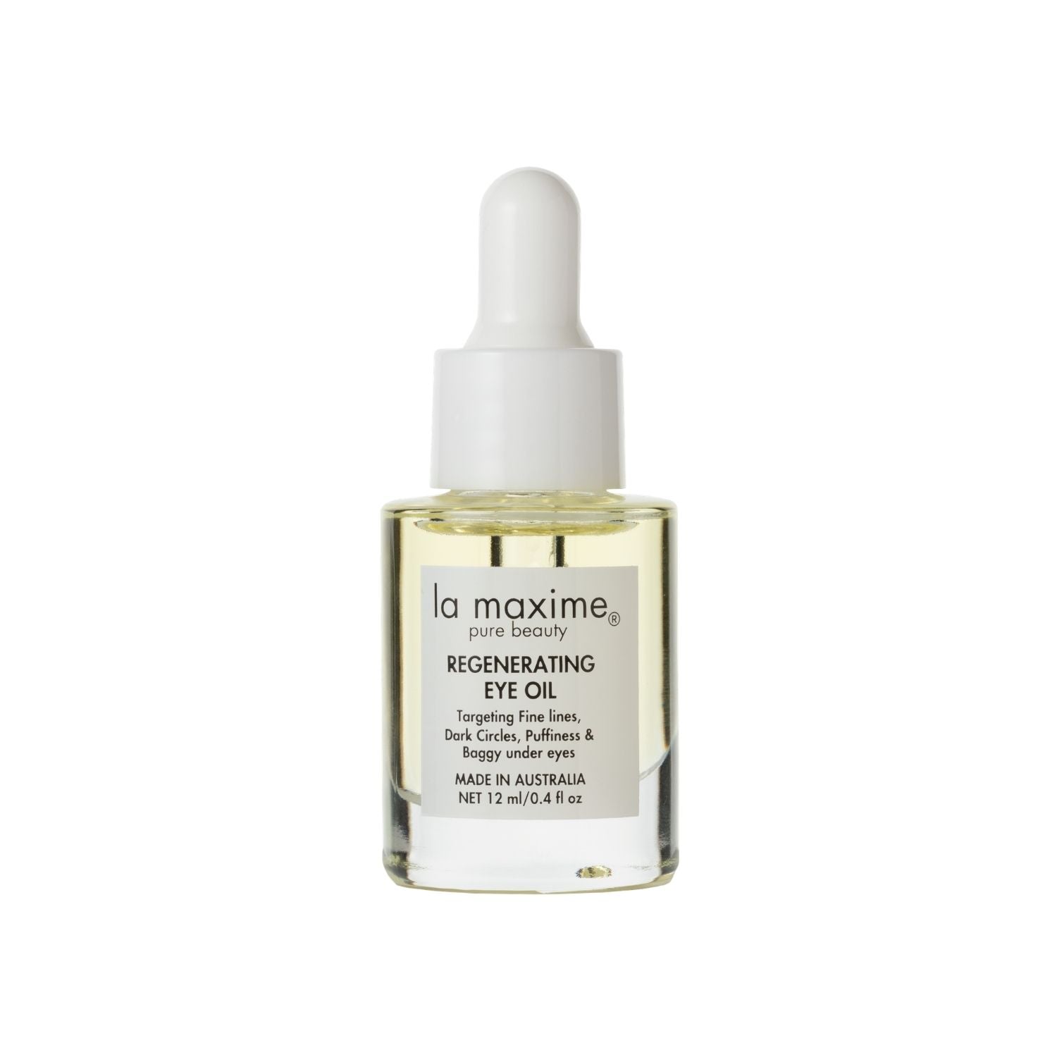 LA MAXIME Regenerating Eye Oil for mature skin targeting dark circles puffiness and fine lines lightweight botanical formula
