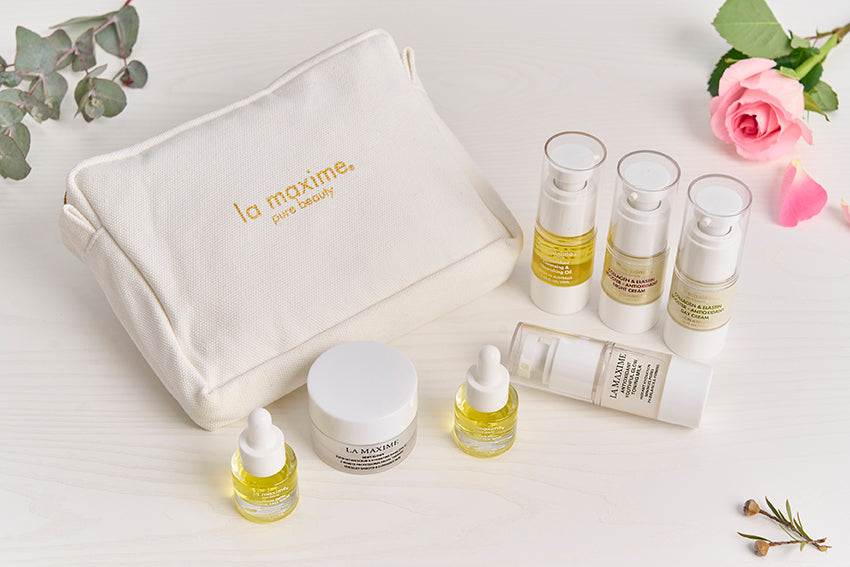 LA MAXIME Skin Glow 5 travel skincare set for mature skin – luxury 5-step ritual for glowing, hydrated and firmer skin