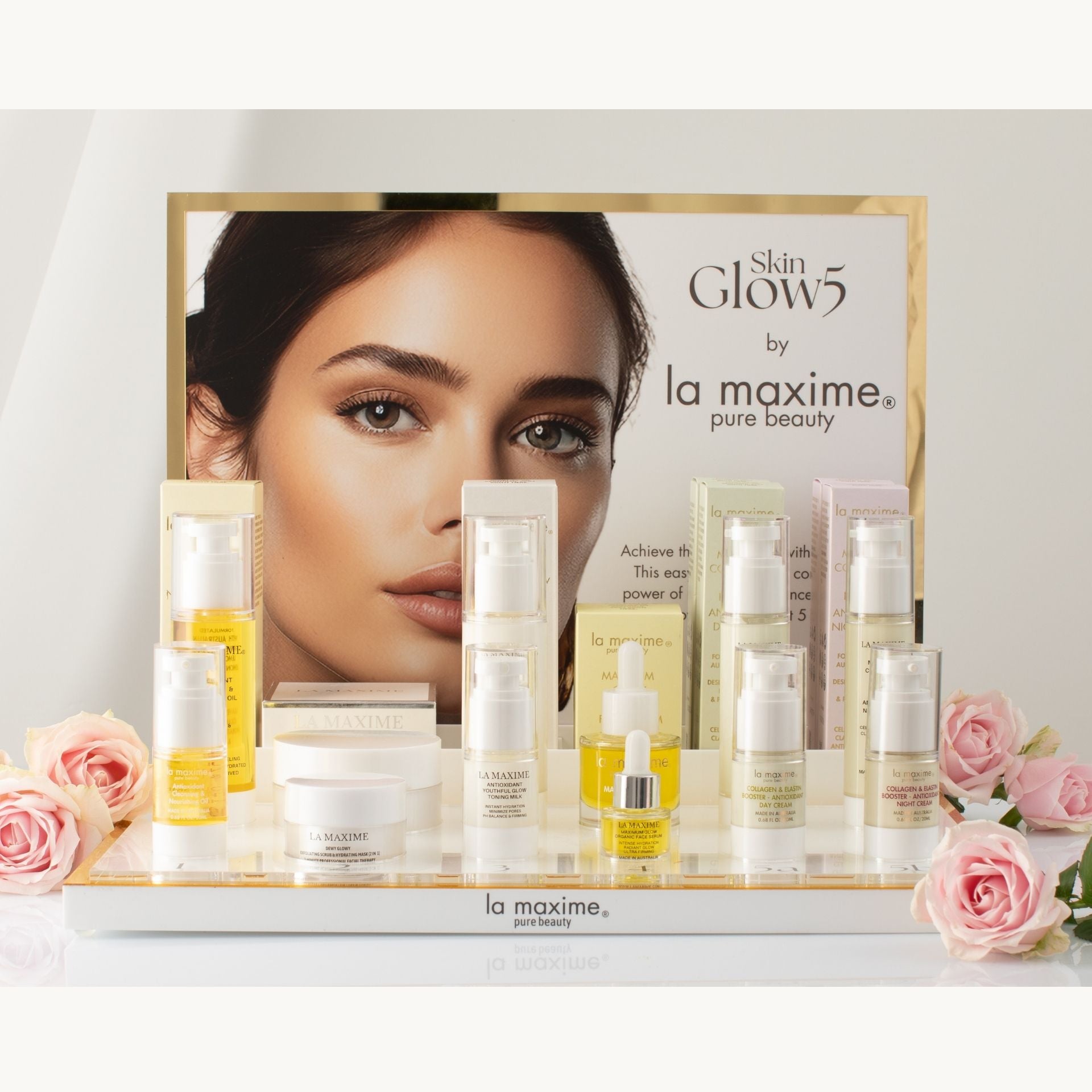 LA MAXIME skincare collection supporting radiant firmer looking skin for mature skin